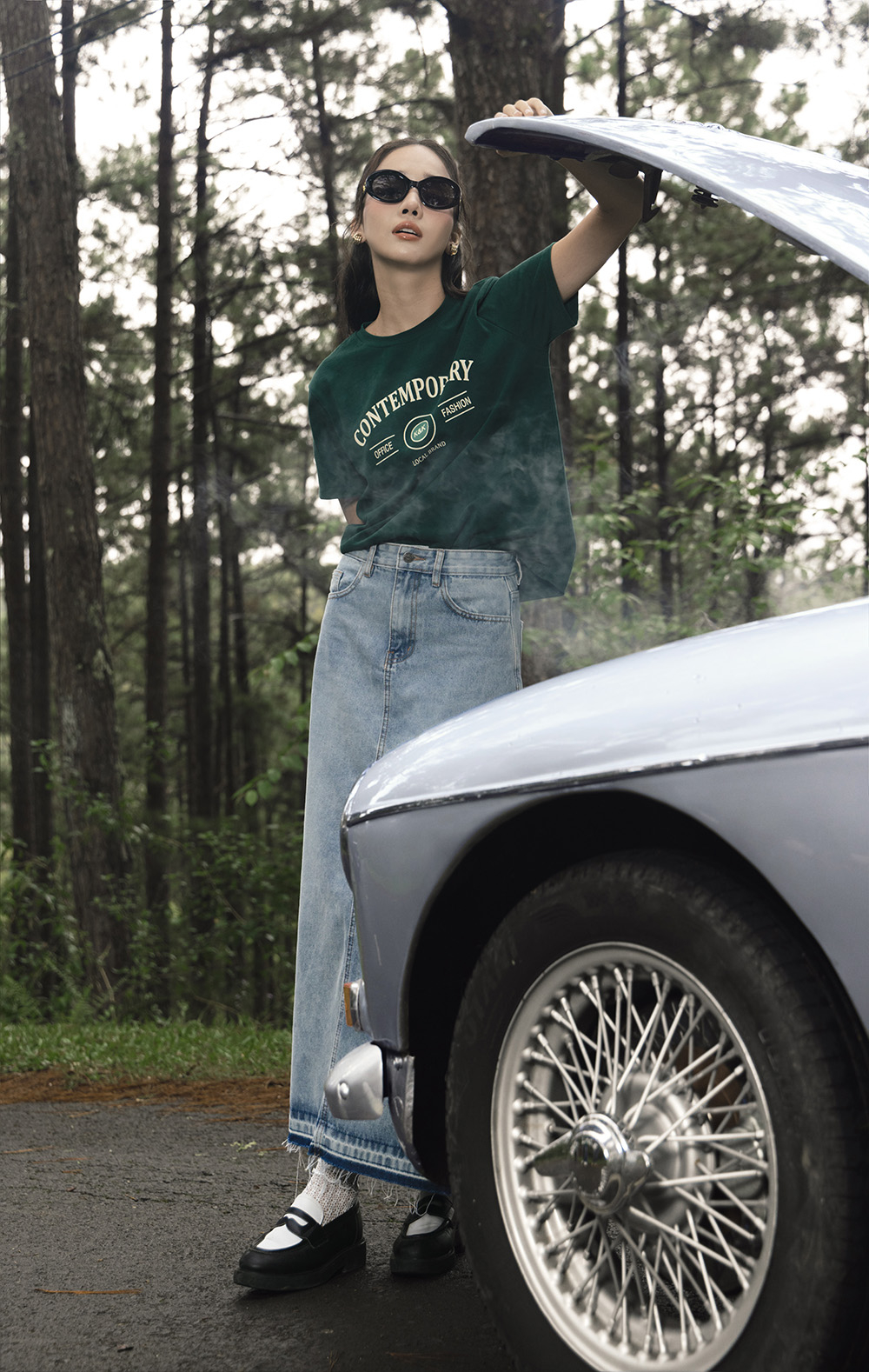 Áo thun nữ màu xanh tay ngắn ASM15-21