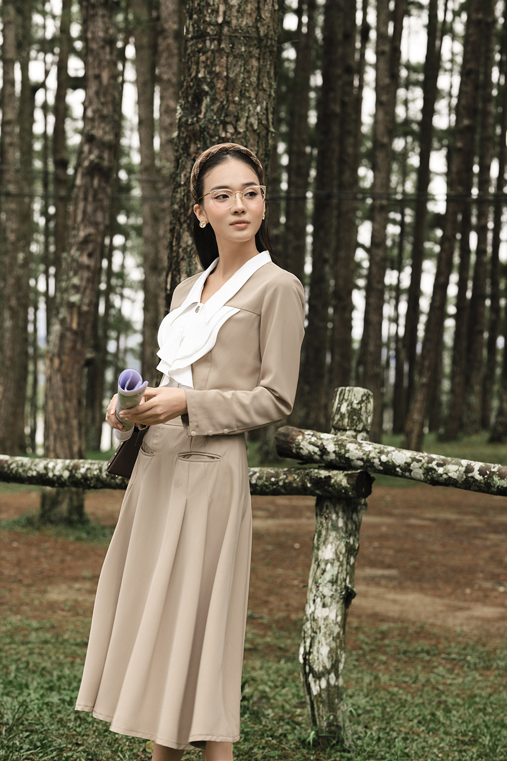 Chân váy công sở dáng xòe chữ A midi phối túi CV06-10