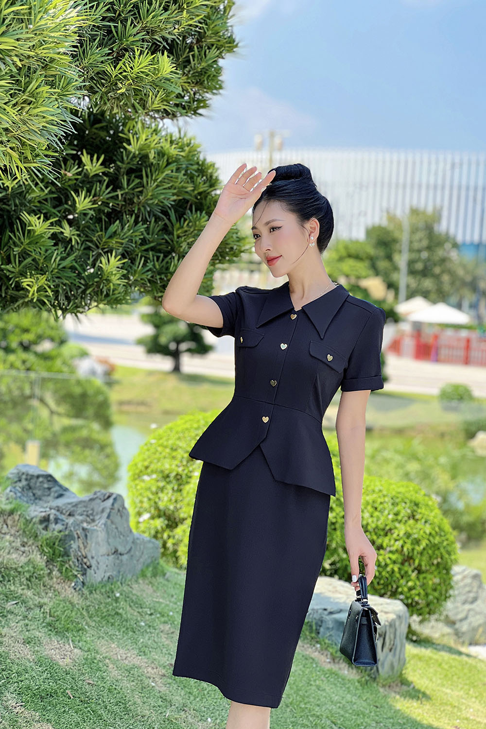 Đầm peplum công sở dáng ôm body KK163-02