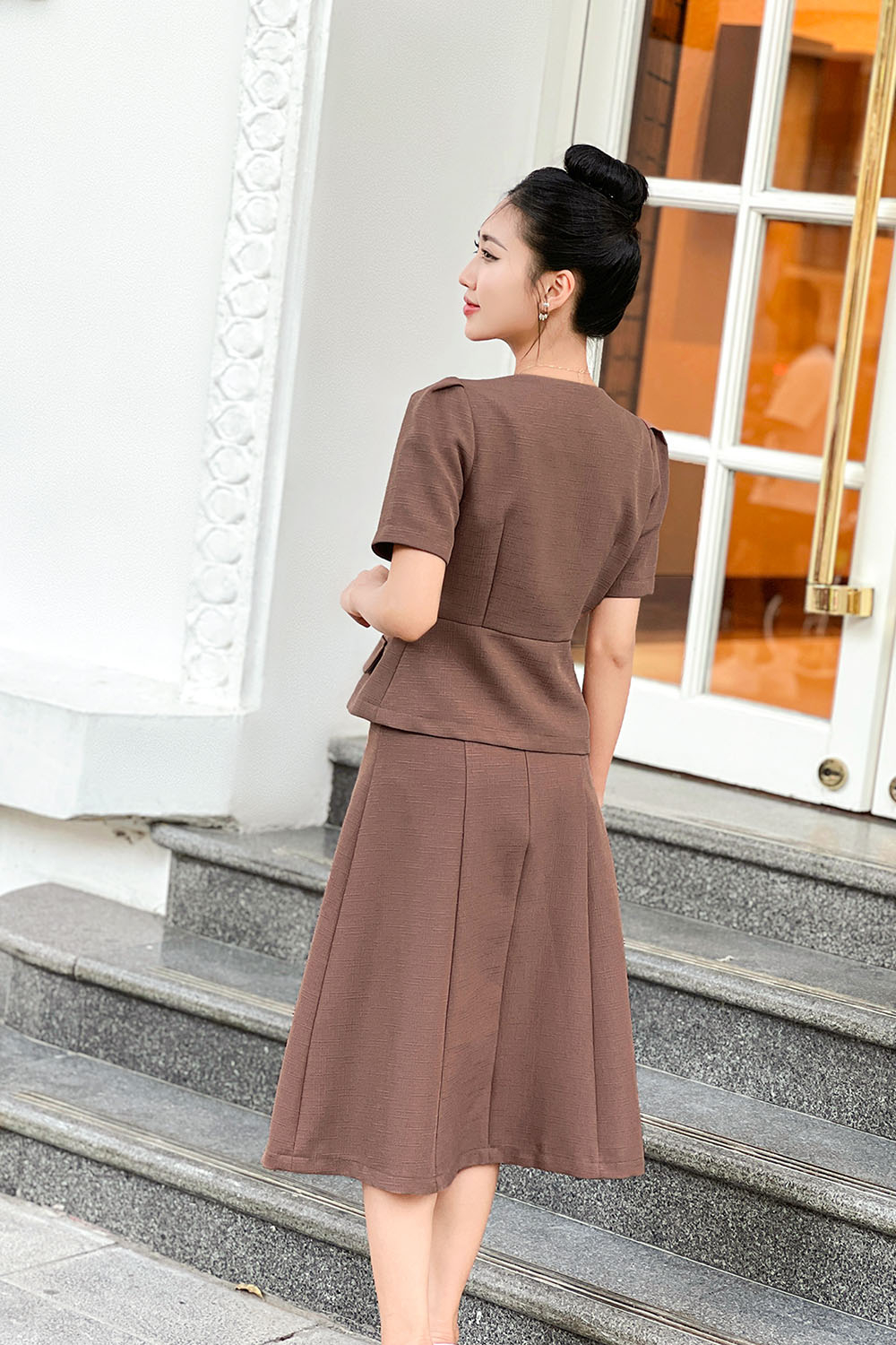 Chân váy chữ a công sở phối túi