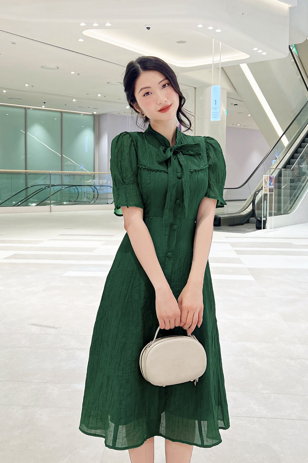 Đầm chữ a công sở màu xanh kèm thắt eo KK164-05 | Thời trang công sở K&K  Fashion