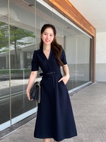 Đầm xòe công sở tay lỡ phối thắt lưng