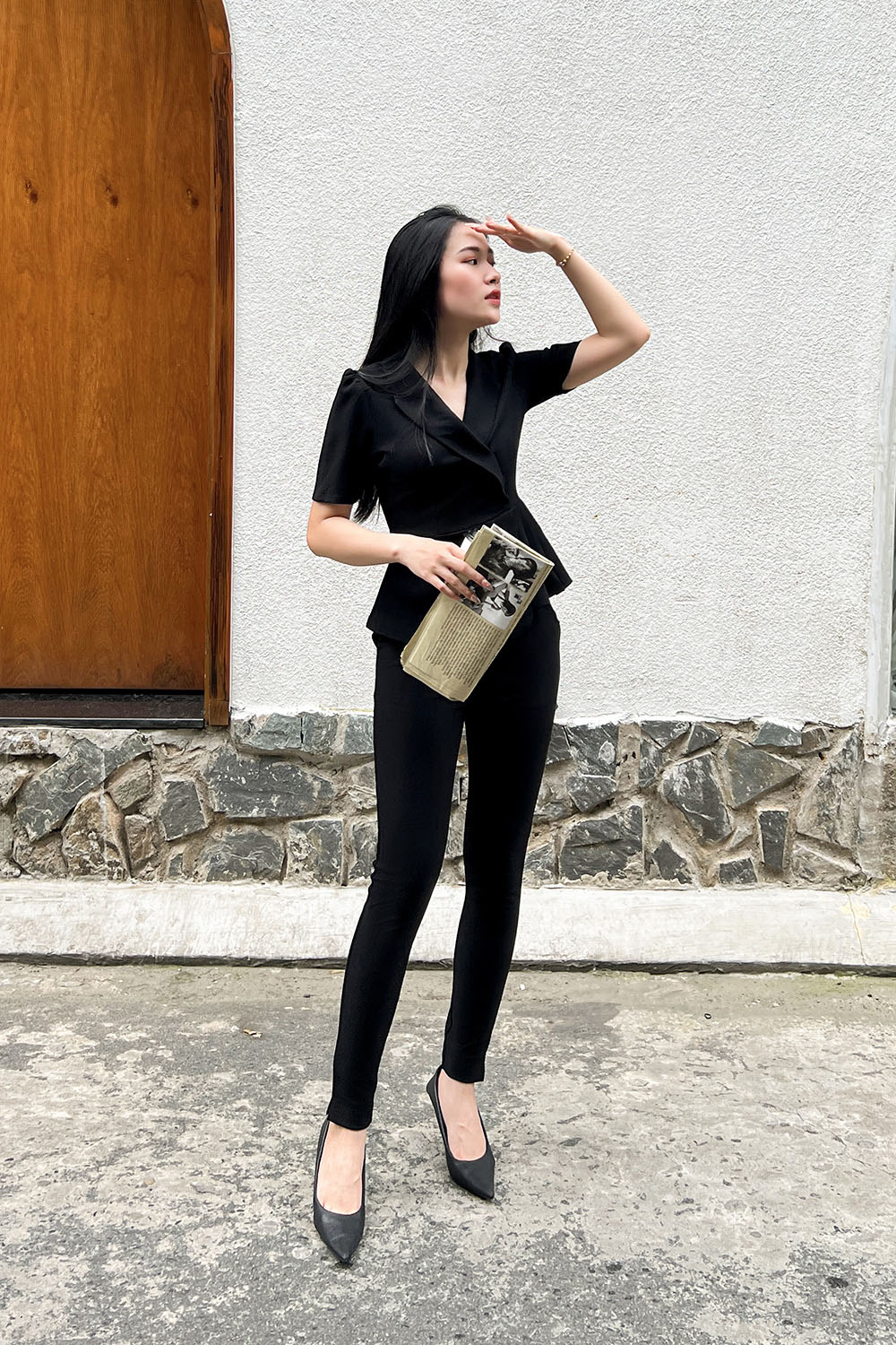 Quần nữ dáng ôm skinny màu đen