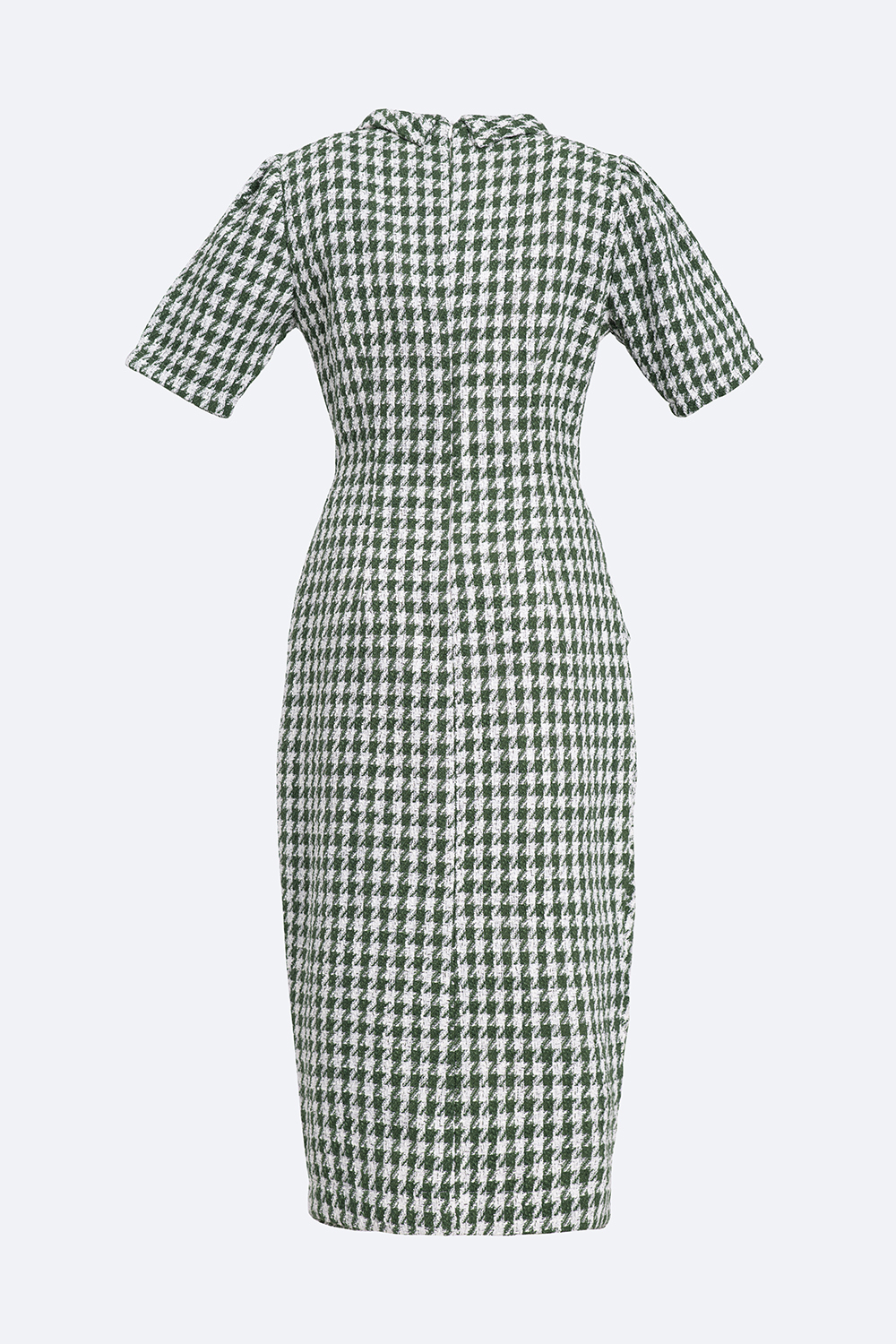 Đầm tweed dáng ôm phối túi màu xanh