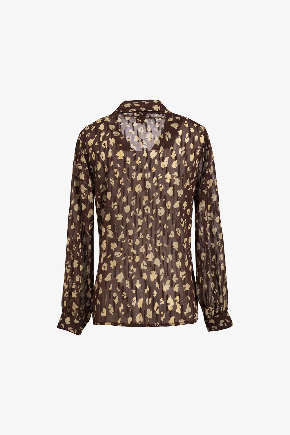 Áo sơ mi công sở nữ màu nâu họa tiết