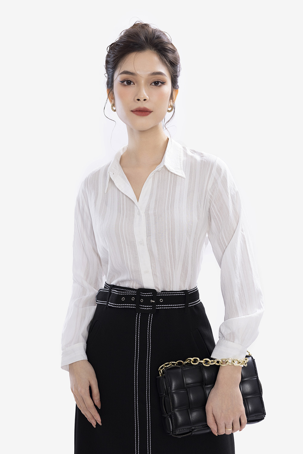 Áo sơ mi trắng công sở nữ tay dài