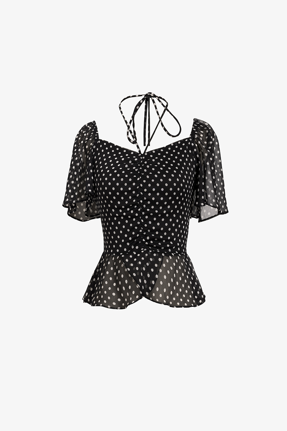 Áo kiểu nữ họa tiết chấm bi tay cánh tiên