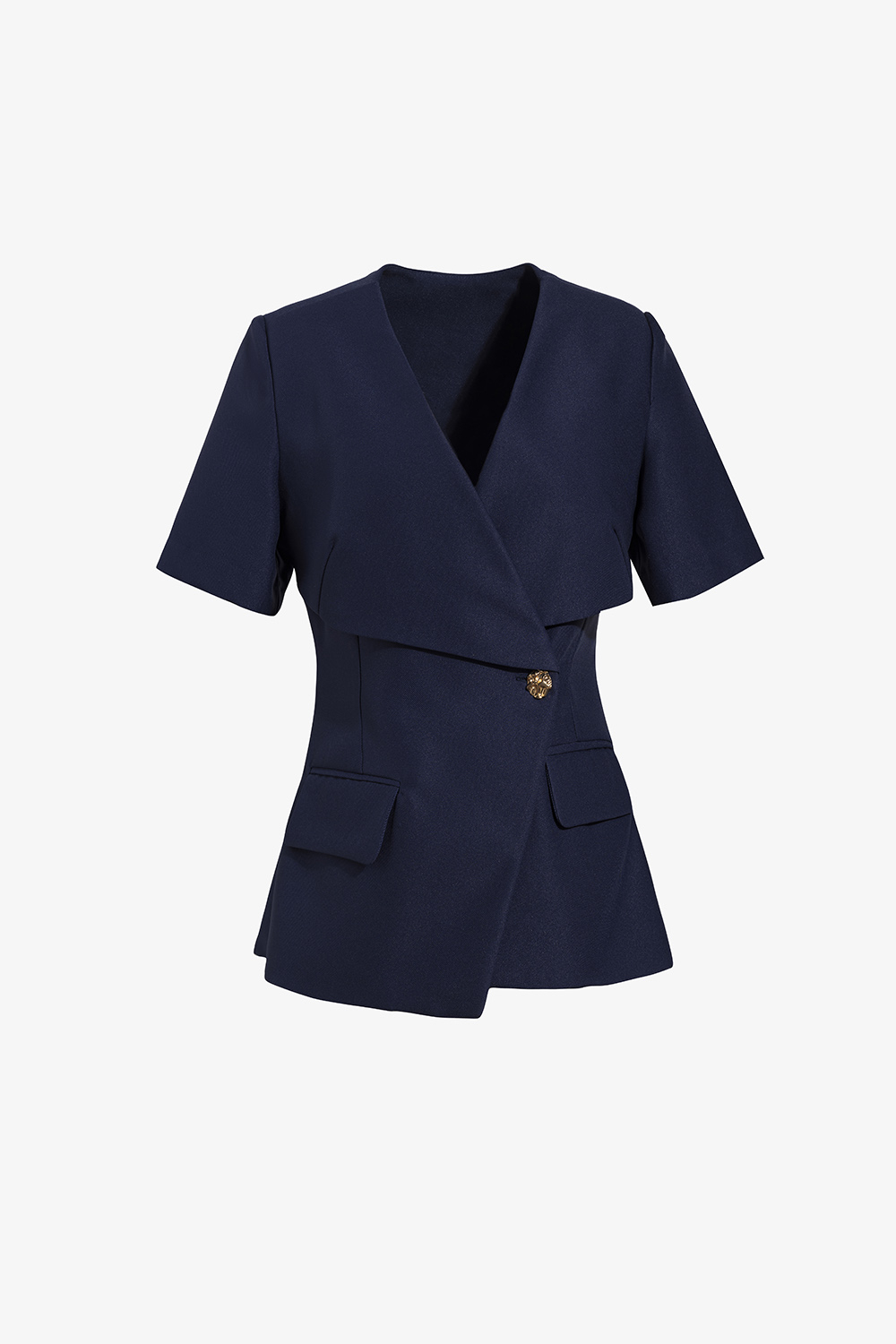 Áo kiểu công sở nữ cổ v màu xanh