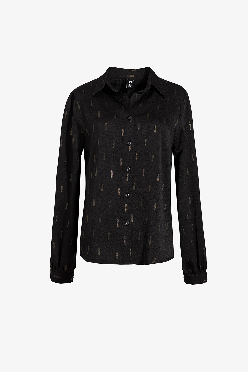 Áo sơ mi nữ màu đen họa tiết tay dài