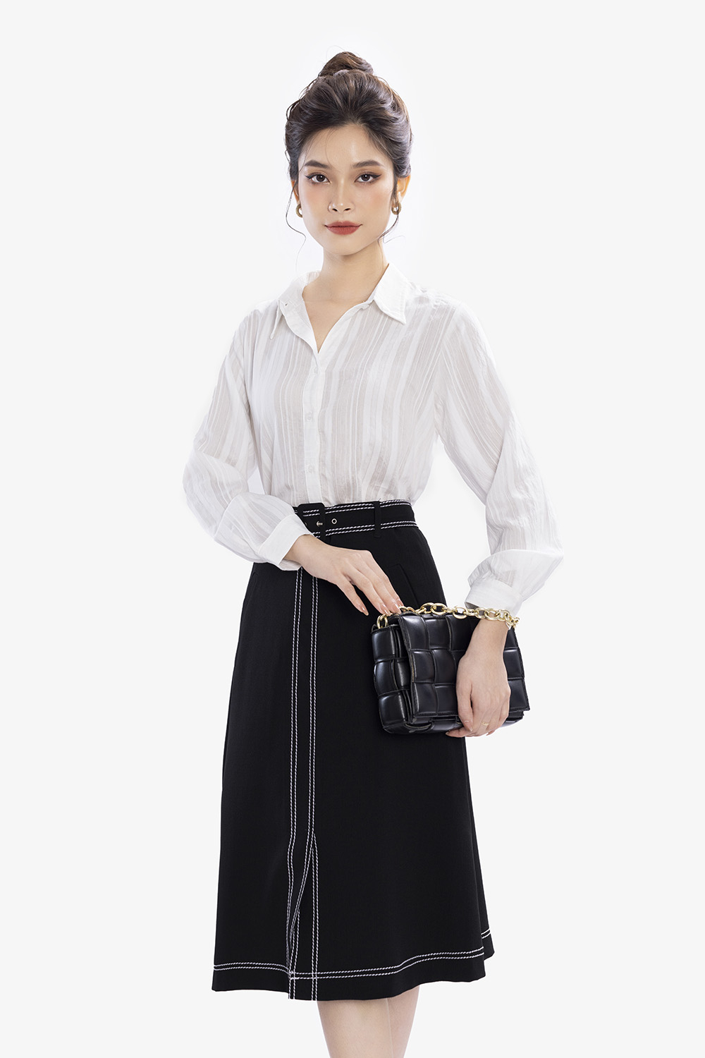 Chân váy công sở dáng chữ a màu đen