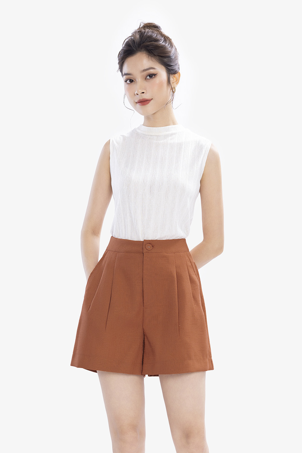 Quần short nữ lưng cao ống rộng