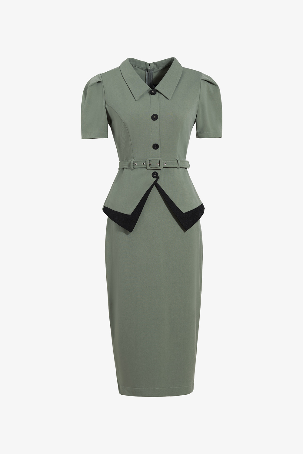 Đầm ôm công sở kiểu peplum màu xanh