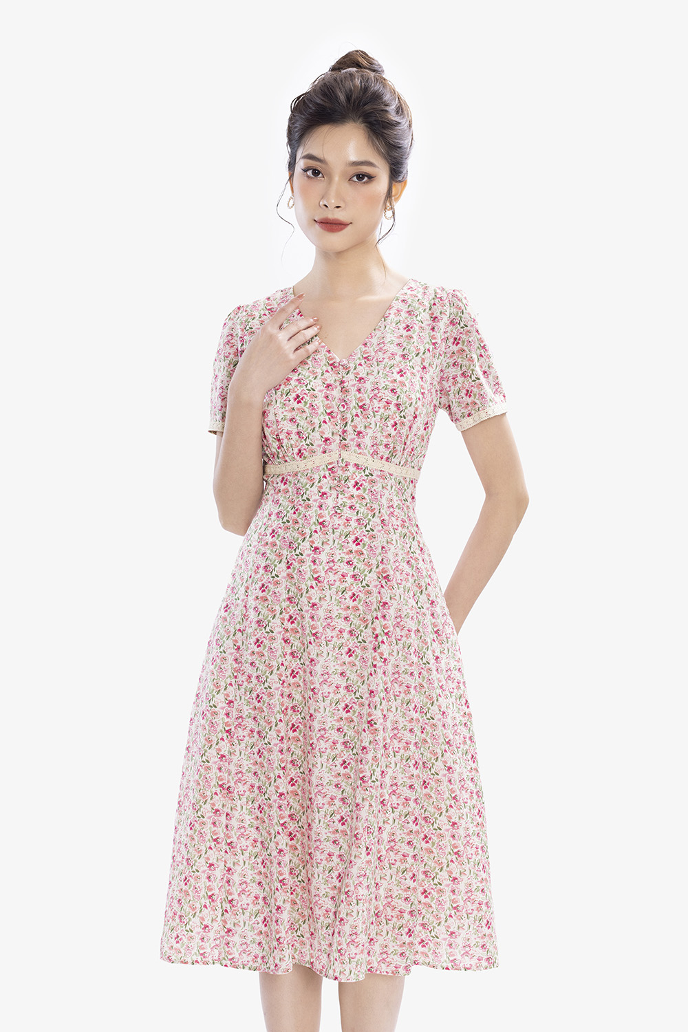 Đầm hoa nhí | đầm vintage - Nomax Thời trang thiết kế