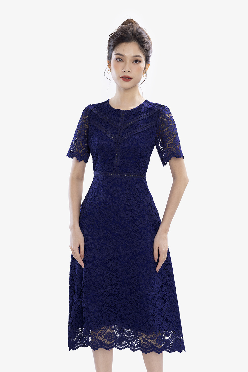 Chân váy xòe công sở màu xanh CV05-14 | Thời trang công sở K&K Fashion