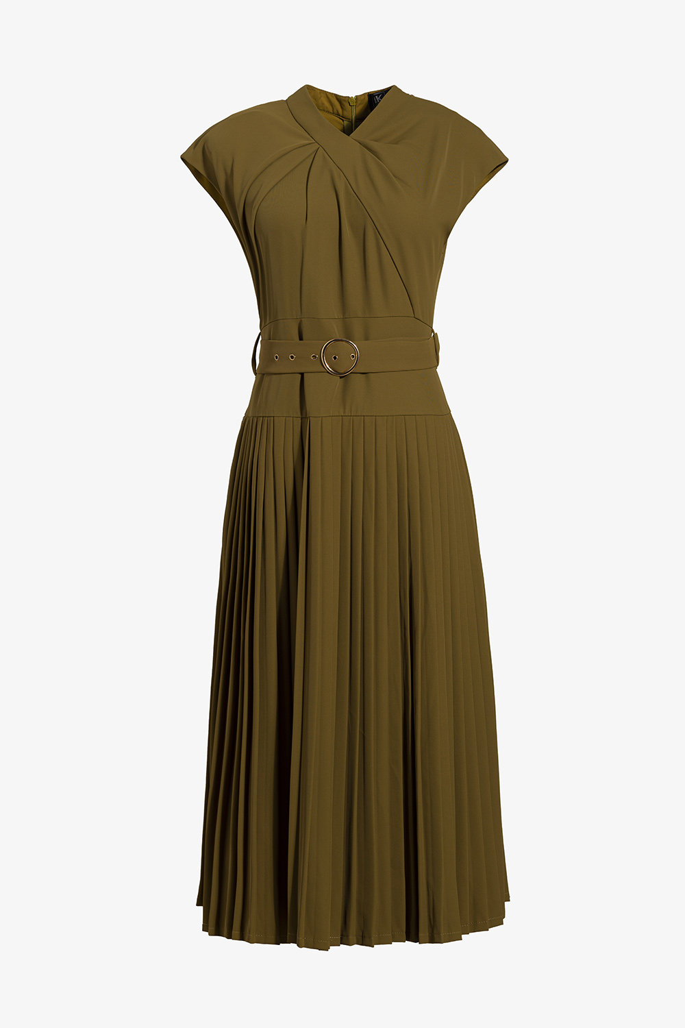 Đầm xòe xếp ly tay hến cổ xoắn