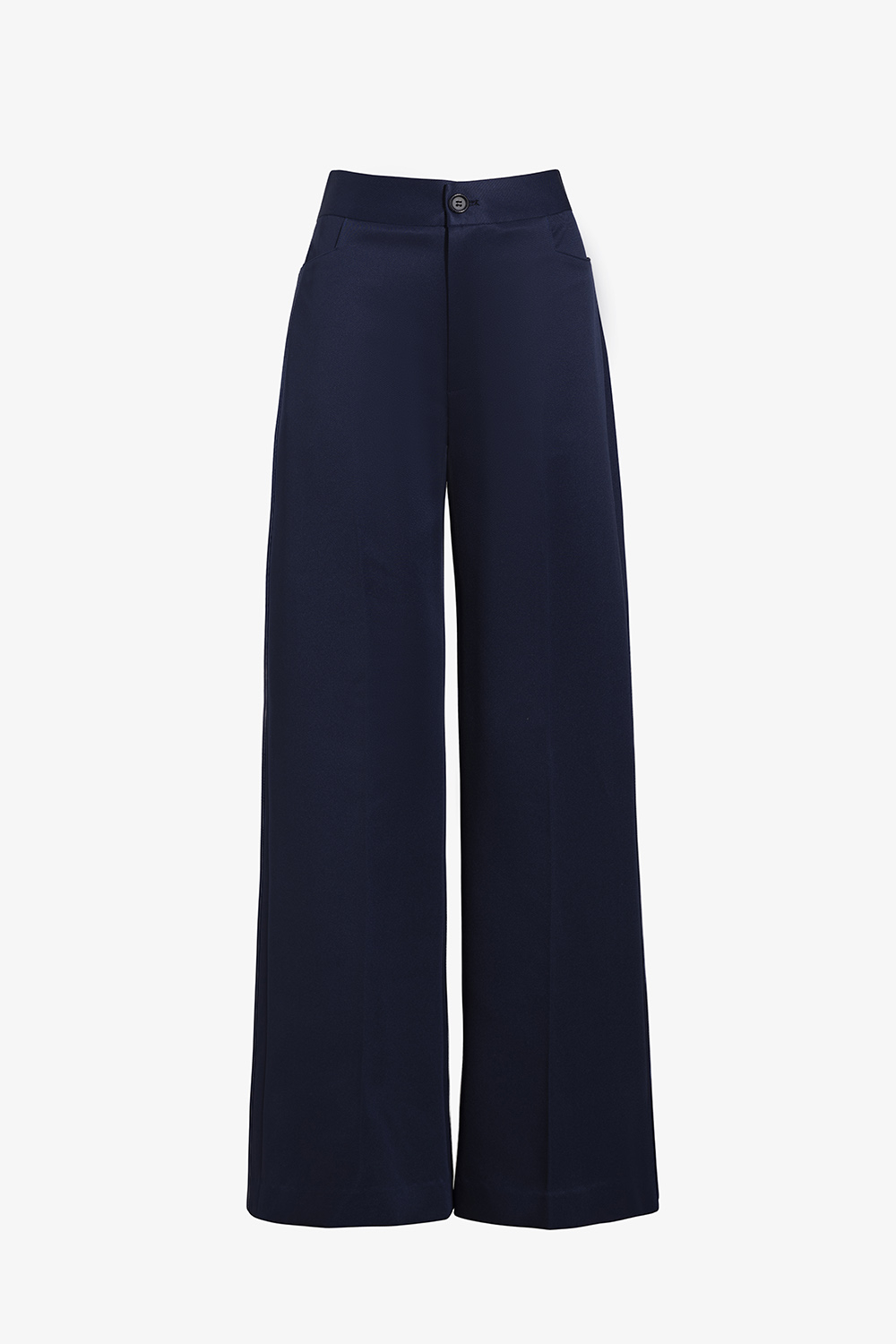 Quần công sở nữ ống suông lưng cao màu xanh