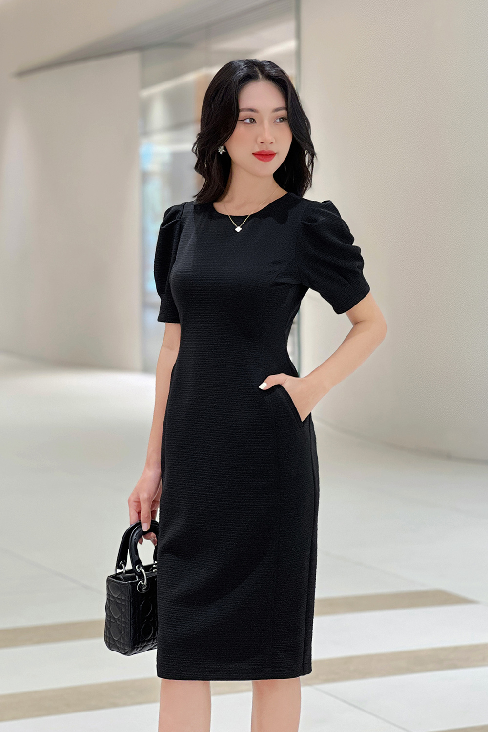 ZYHT eravogue đầm body nữ ôm body đầm đen sang chảnh dự tiệc Váy dài vừa  phải với tay áo phồng rỗng và thiết kế thời trang 30112 | Lazada.vn