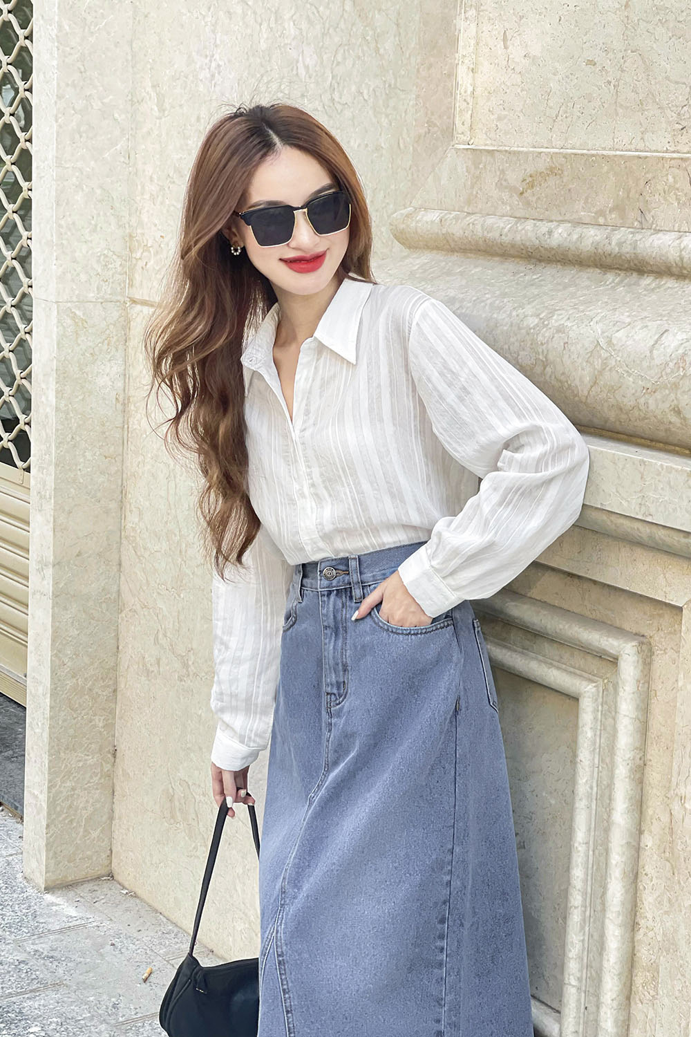 Áo sơ mi trắng công sở nữ tay dài