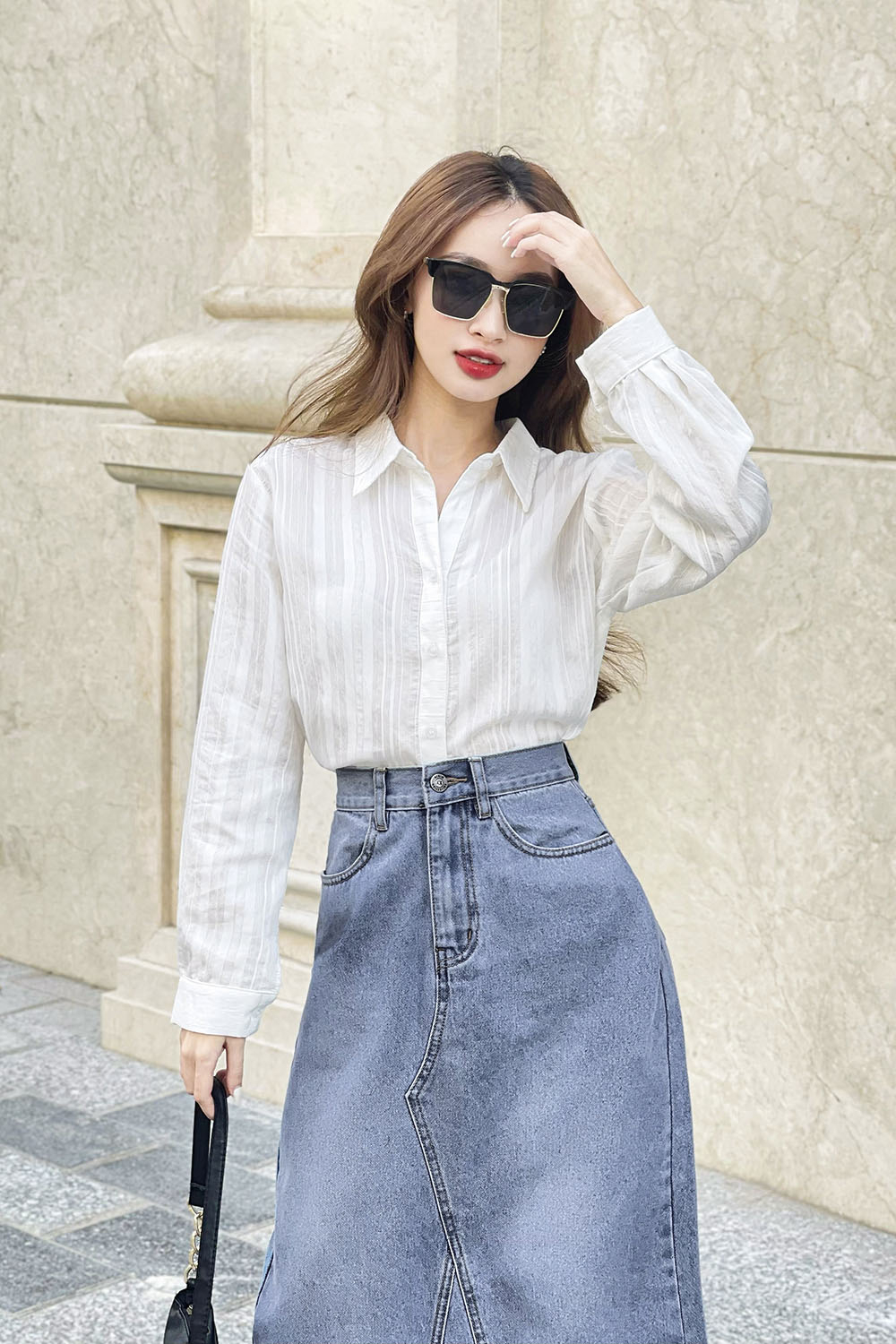 Áo sơ mi trắng công sở nữ tay dài