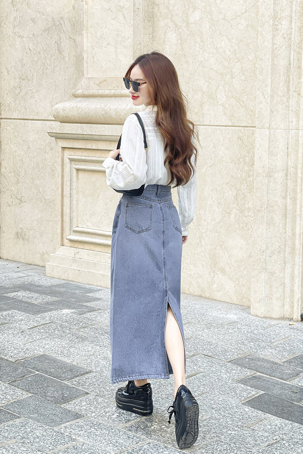 Chân váy jeans nữ dáng chữ A có quần chống lộ siêu đẹp thời trang Banamo  Fashion váy jean 567 - Chân váy | ThờiTrangNữ.vn