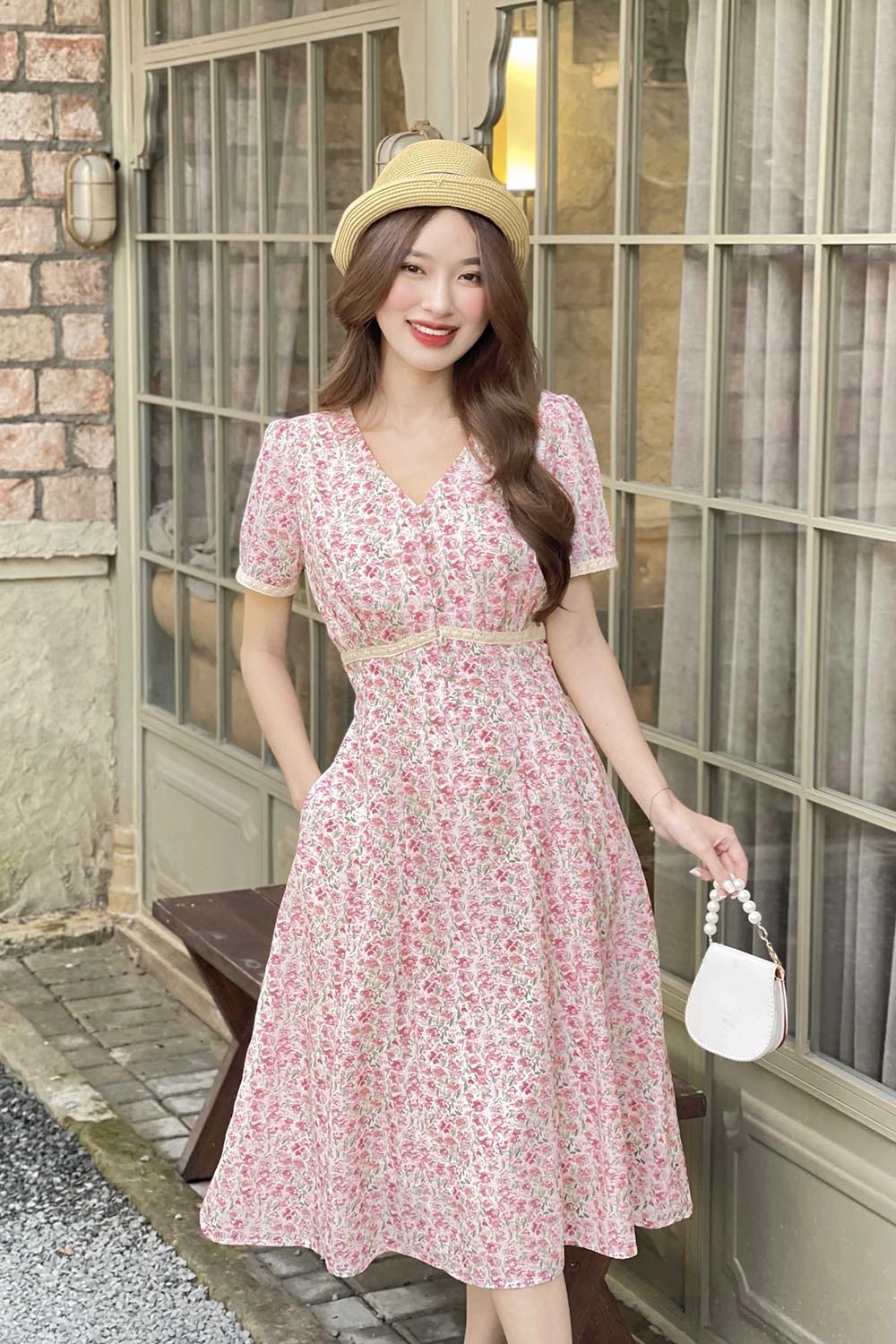 Đầm hoa công sở đẹp dáng xòe KK111-20 | Thời trang công sở K&K Fashion