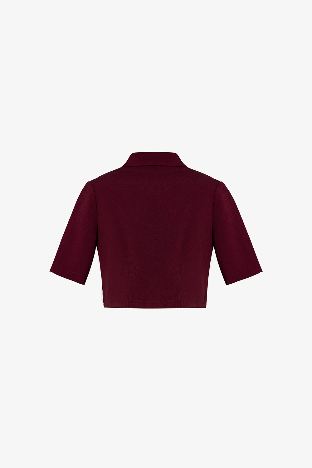 Áo kiểu nữ màu đỏ dáng ngắn cổ đan tông