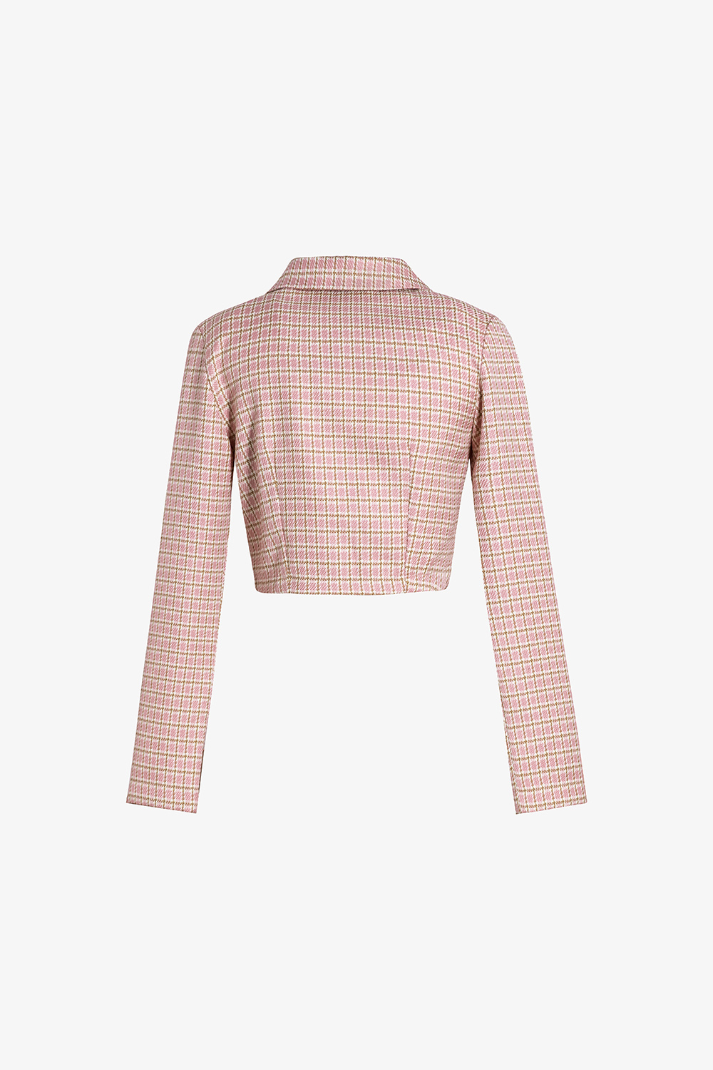 Áo kiểu nữ dáng lửng caro hồng