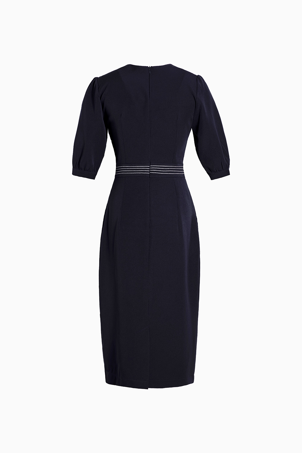 Đầm công sở dáng ôm phối chỉ trắng