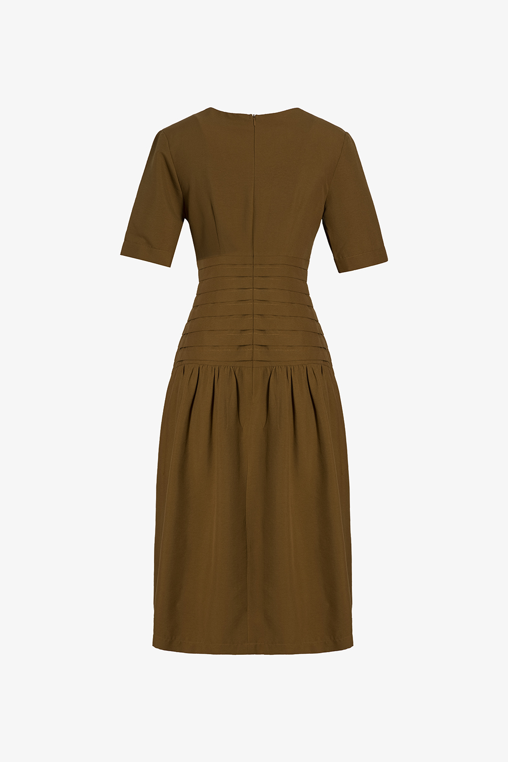 Đầm công sở nữ dáng xoè xếp ly eo