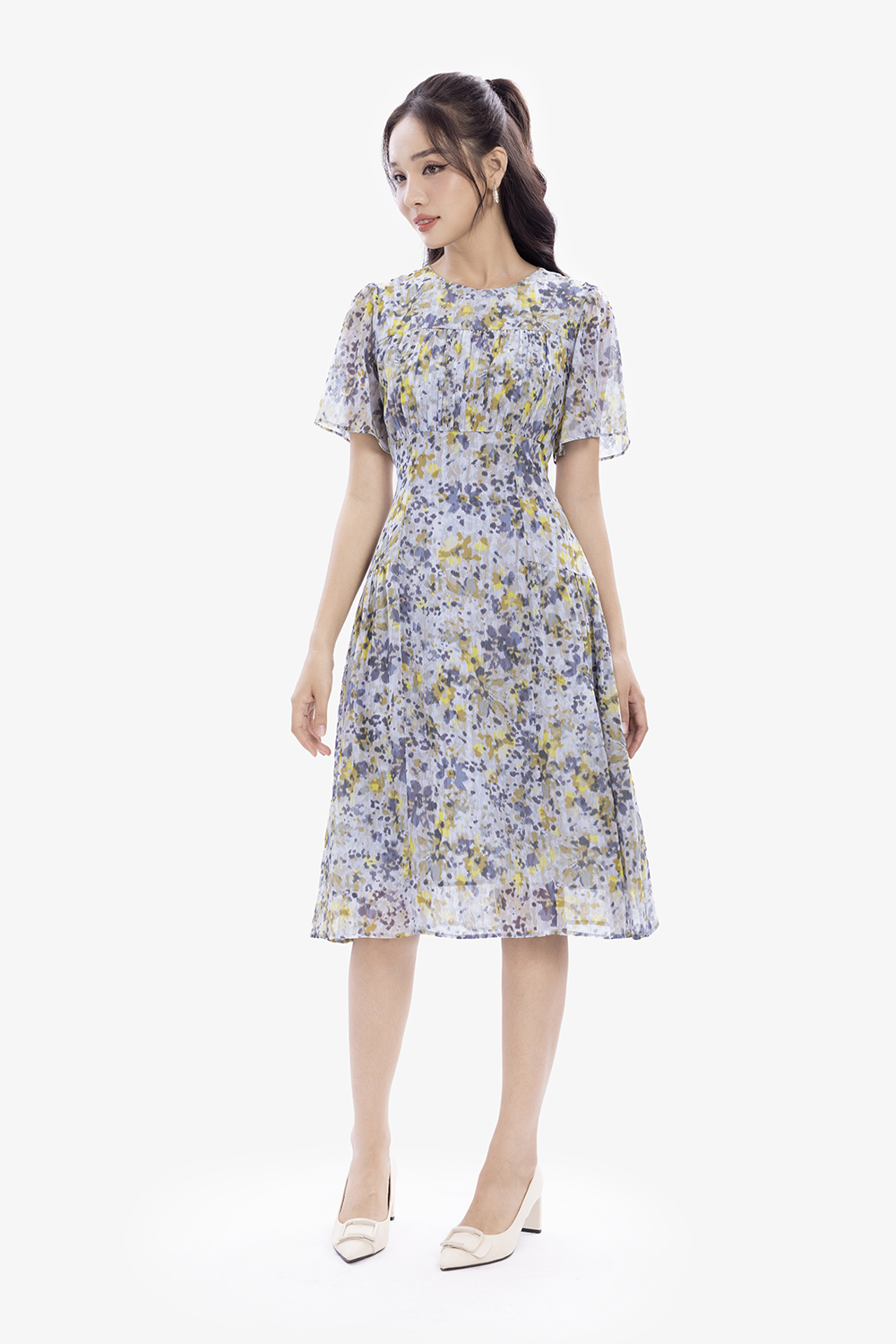 Đầm xòe hoa tay cánh tiên