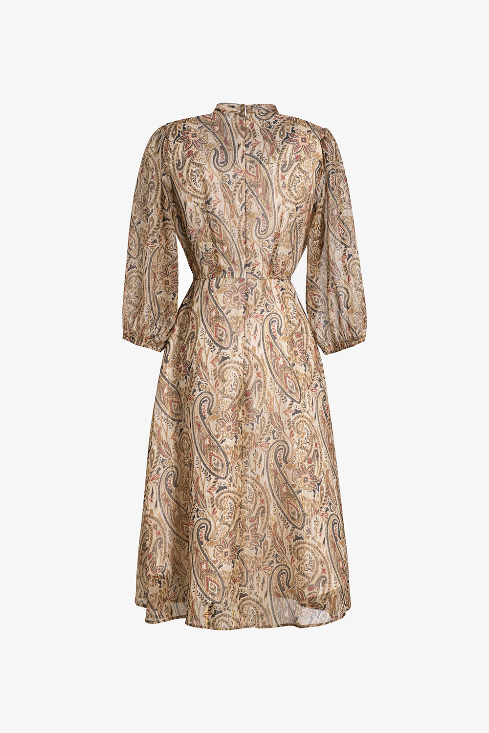 Đầm xoè công sở cổ phối nơ tay lửng