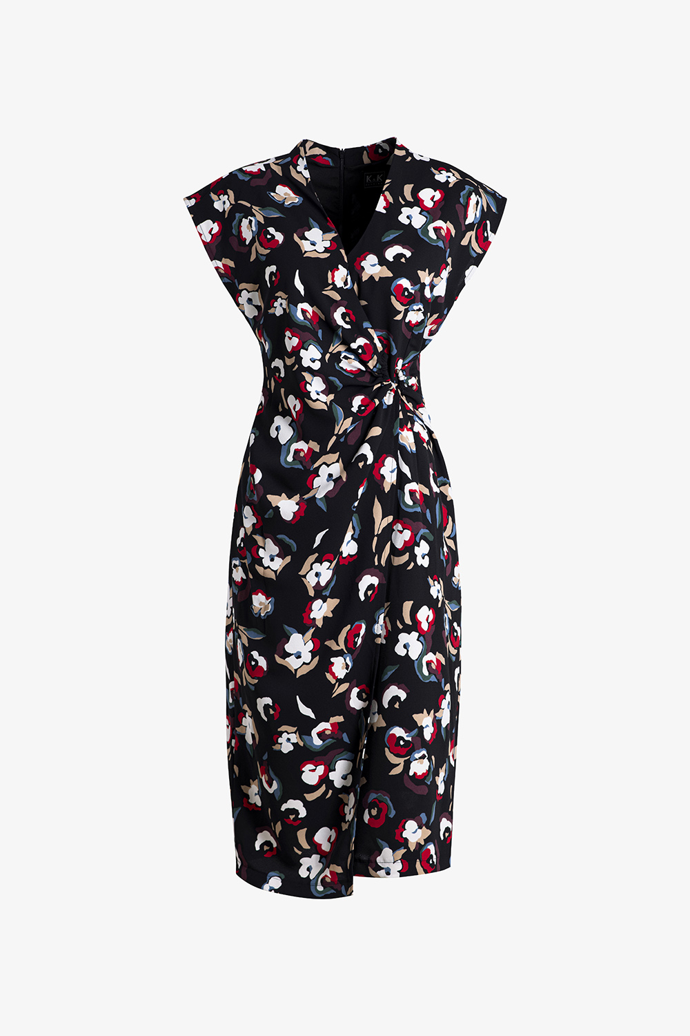 Đầm ôm công sở nền đen hoạ tiết hoa