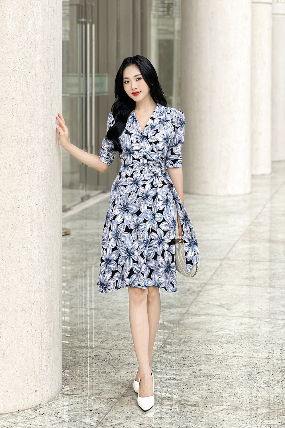 Đầm hoa công sở nữ dáng chữ A