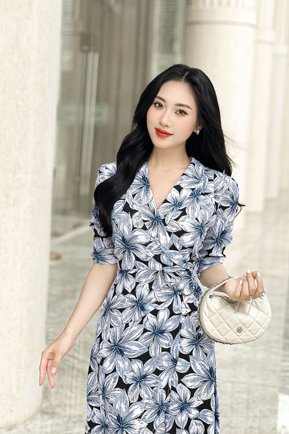 Đầm hoa công sở nữ dáng chữ A