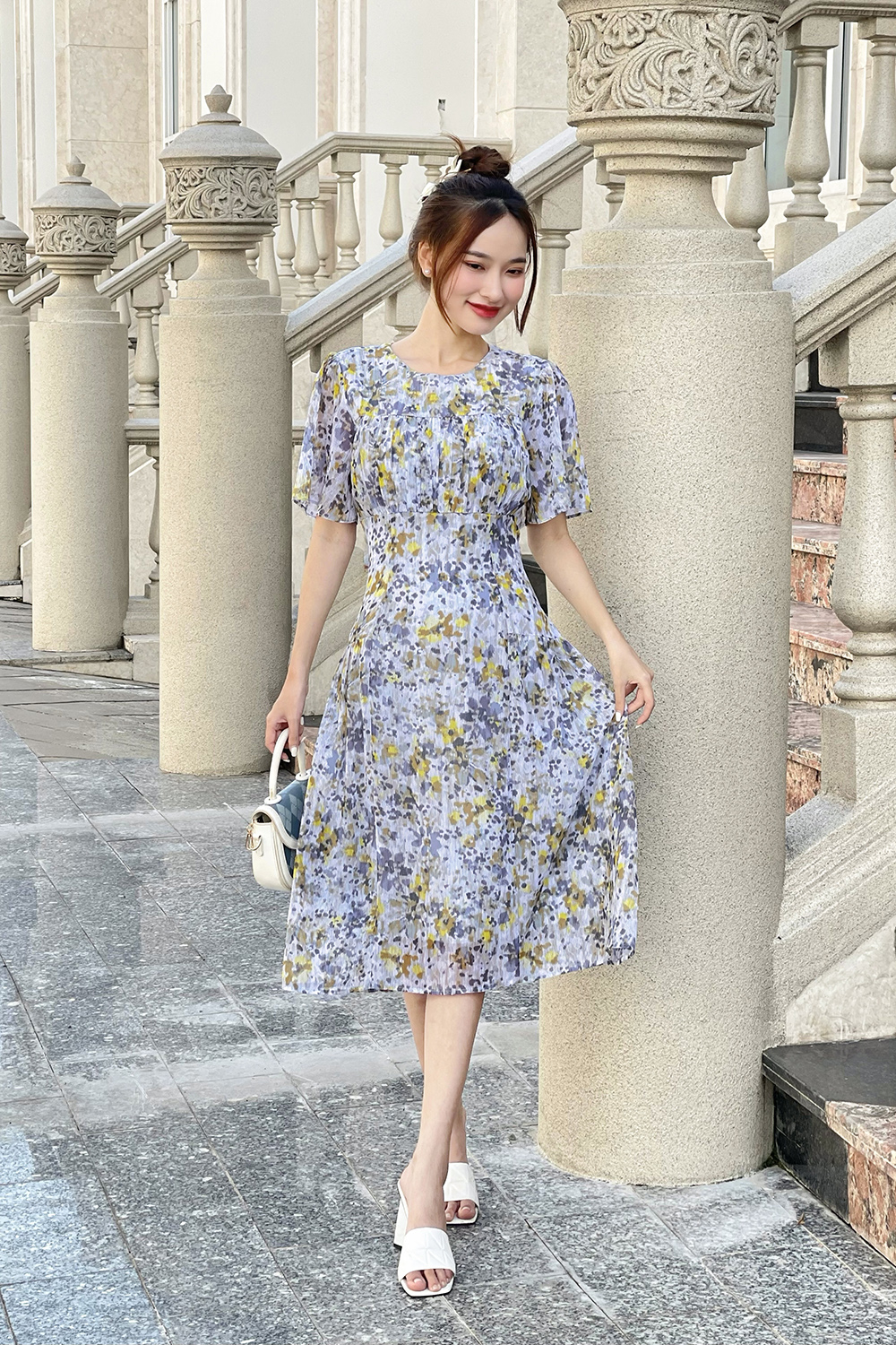 Đầm xòe hoa tay cánh tiên