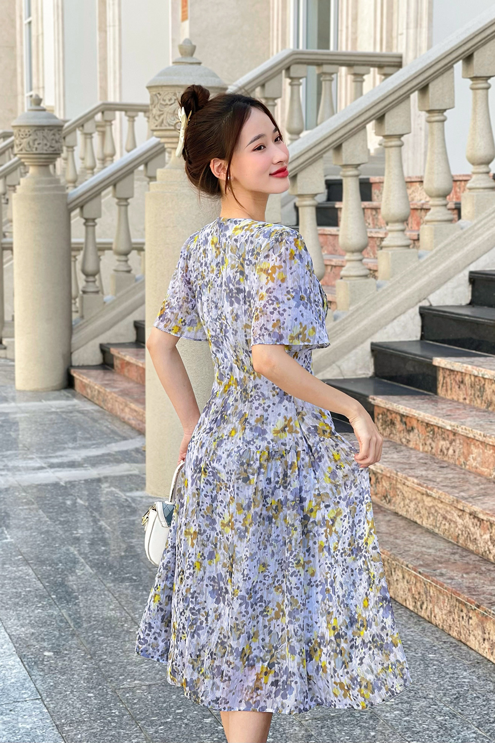 Đầm xòe hoa tay cánh tiên