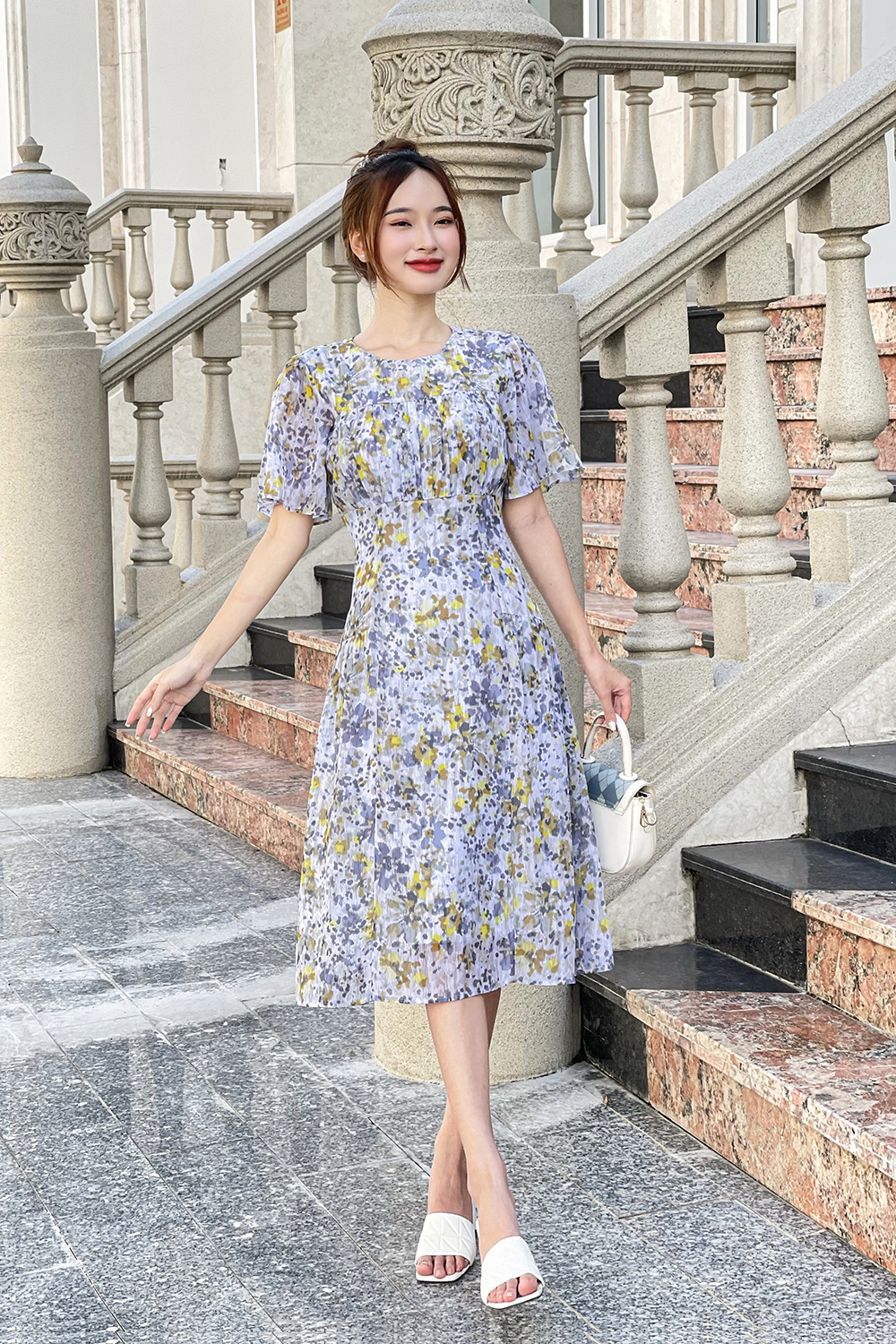 Đầm xòe hoa tay cánh tiên