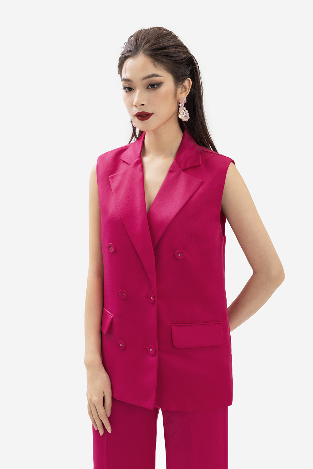 Áo vest nữ sát nách màu hồng AK11-40 | Thời trang công sở K&K Fashion