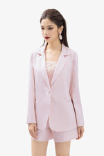 Áo khoác blazer nữ màu hồng tay dài