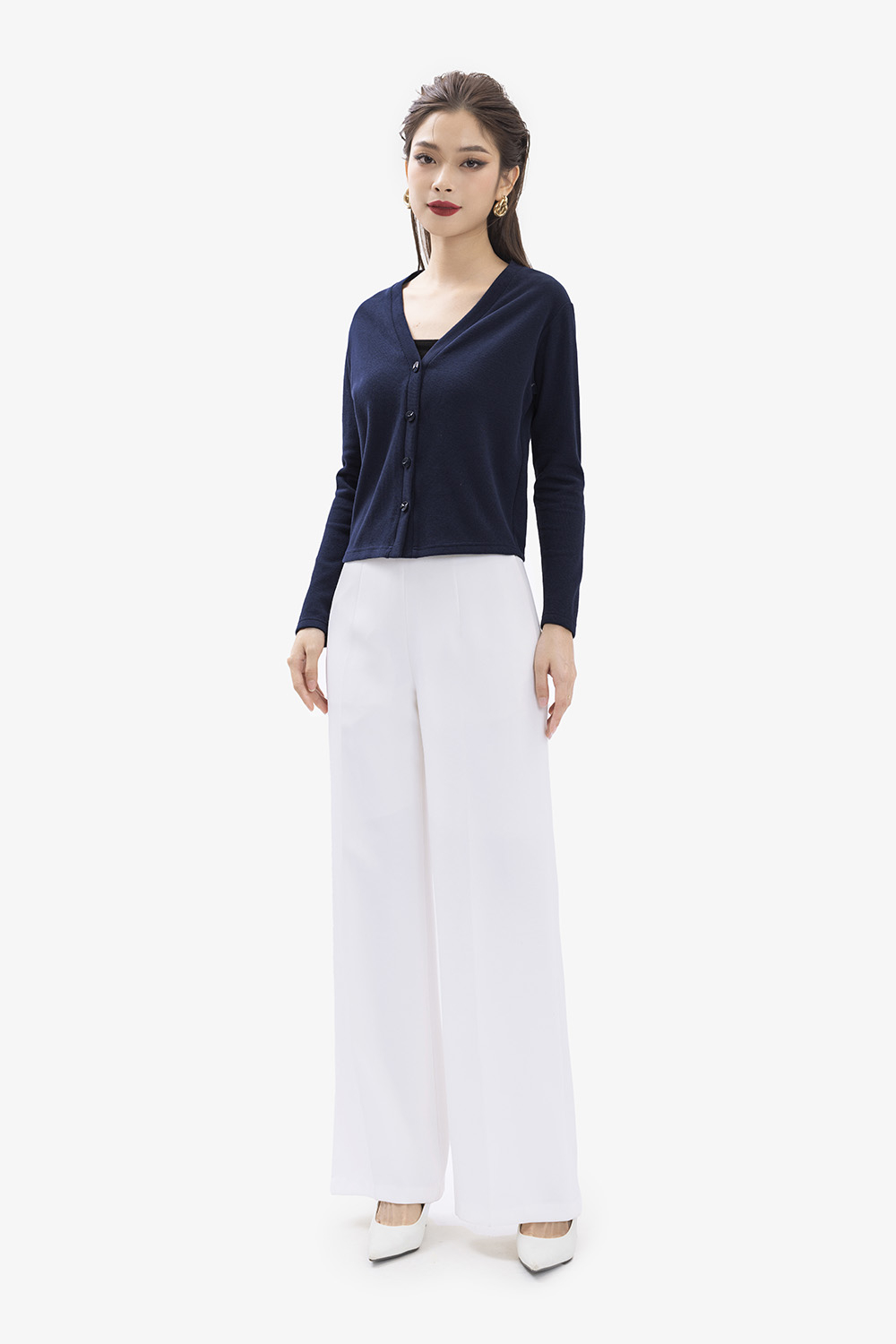 Áo khoác cardigan dài tay màu xanh