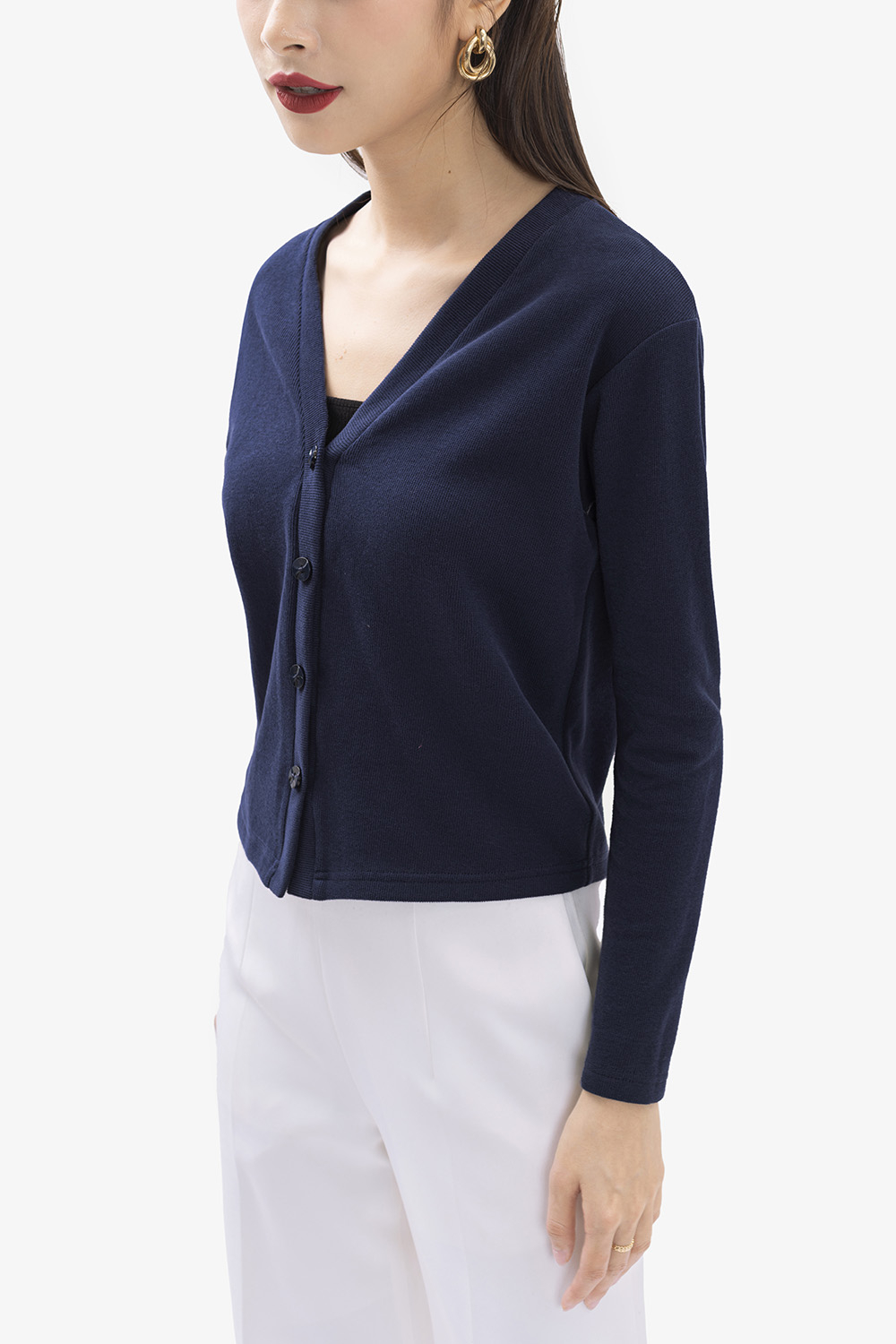 Áo khoác cardigan dài tay màu xanh