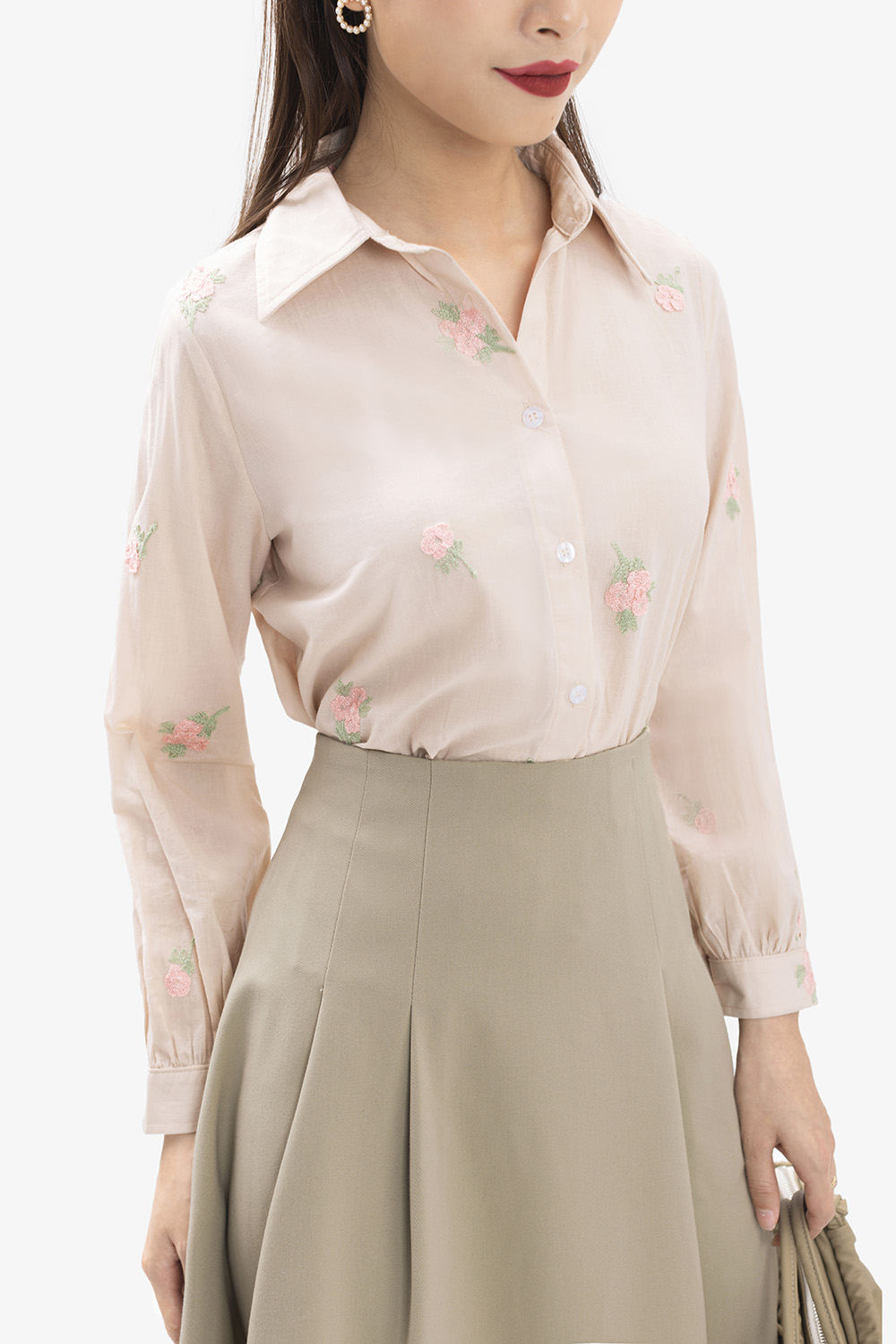 Áo sơ mi nữ công sở thêu hoa nhí