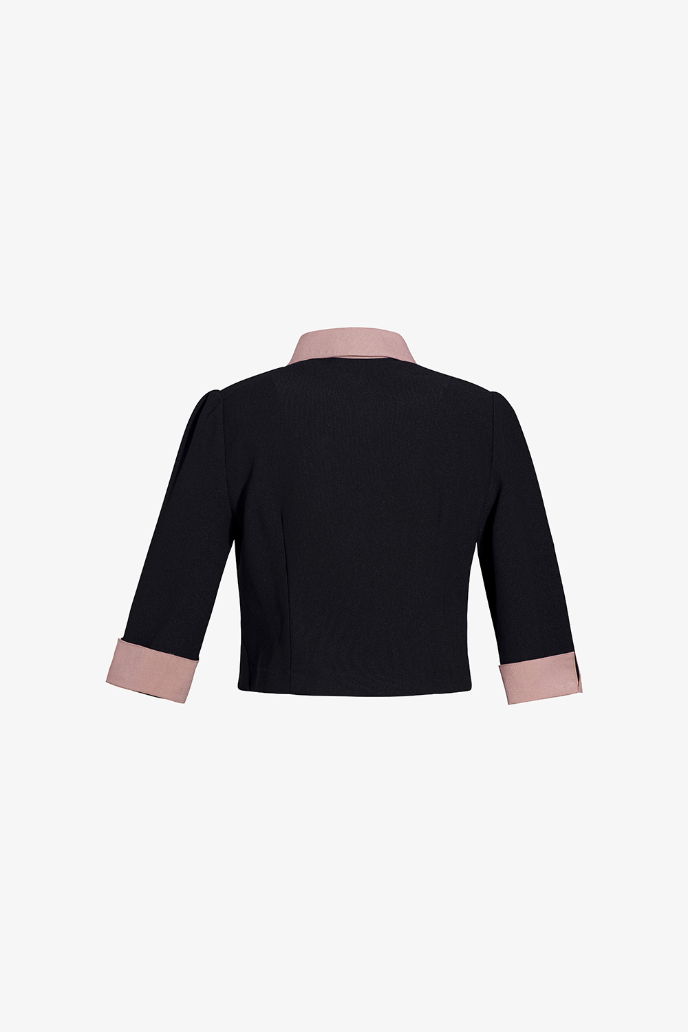 Áo kiểu nữ màu đen phối hồng cổ sen