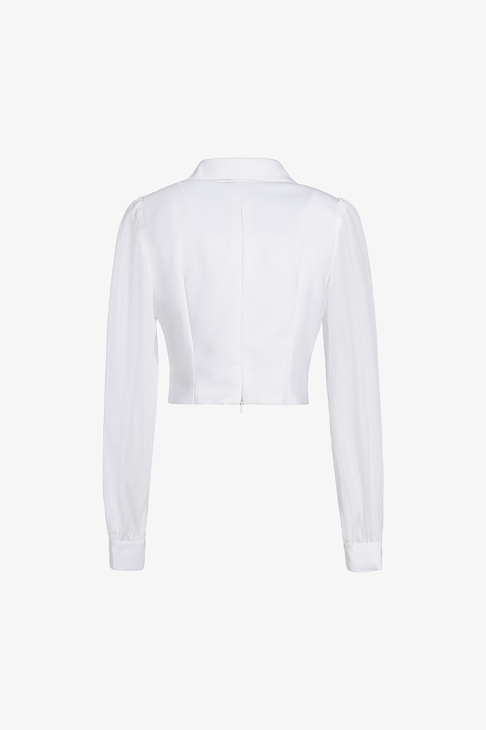 Áo kiểu nữ màu trắng tay dài cổ sơ mi