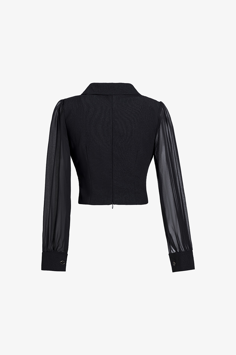 Áo sơ mi đen kiểu tay phồng