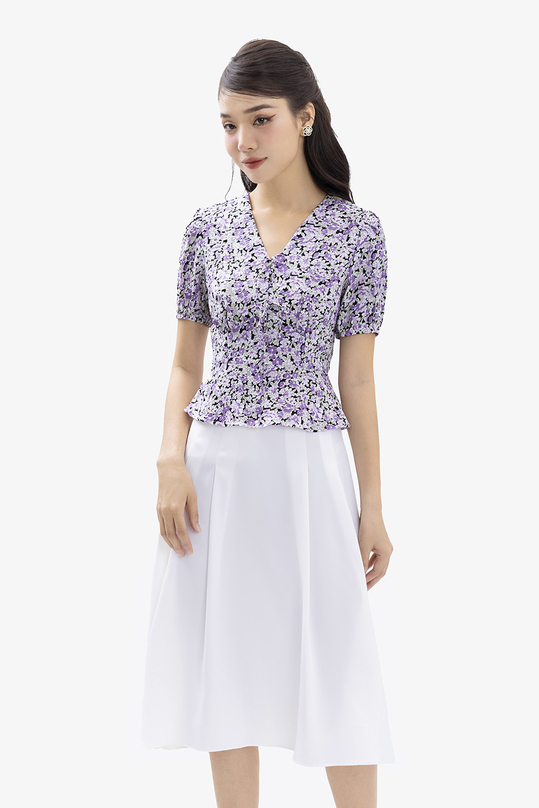 Áo kiểu công sở nữ họa tiết hoa ASM16-29