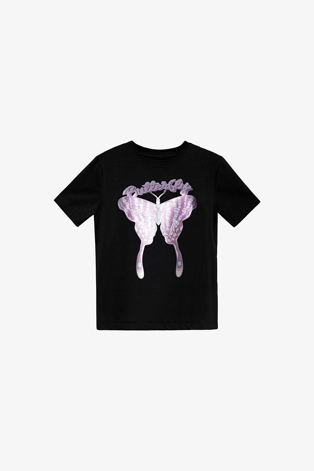 Áo thun nữ màu đen in hình bướm