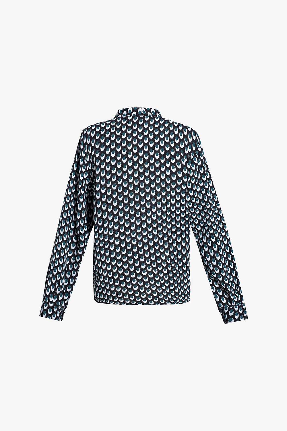 Áo sơ mi nữ hoạ tiết tay dài cổ thắt nơ