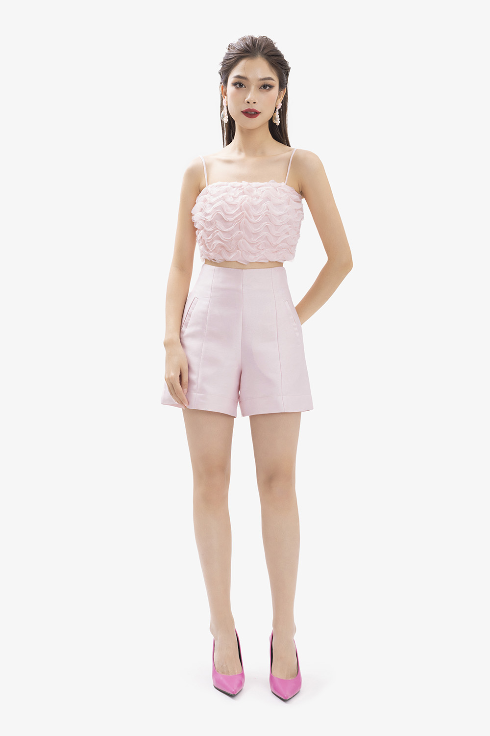 Quần short nữ tafta fine màu hồng