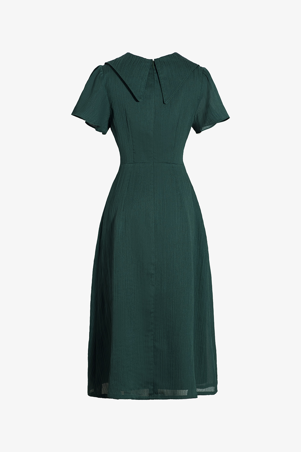 Đầm chữ A tay ngắn cổ lá sen thắt nơ